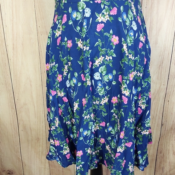 Old Navy Blue Spaghetti Strap Floral V-Neck Summer Dress - Picture 10 of 15